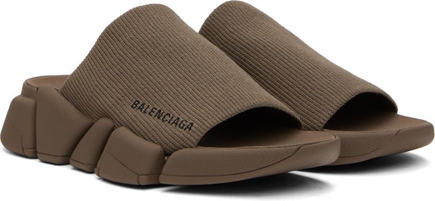 Balenciaga Taupe Speed 2.0 Slides - Picture 2
