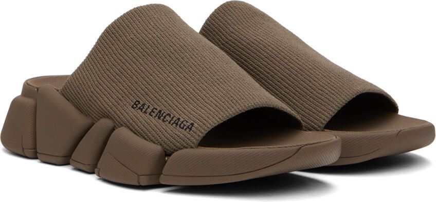 Balenciaga Taupe Speed 2.0 Slides - Picture 2
