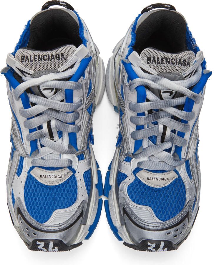 Balenciaga White & Blue Runner Sneakers