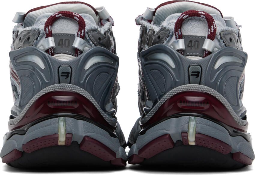 Balenciaga White & Burgundy Runner Sneakers