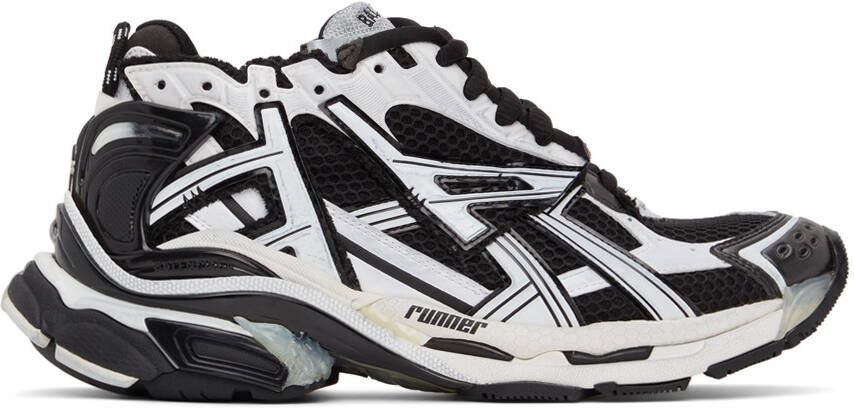 Balenciaga Black & White Runner Sneakers - Picture 5