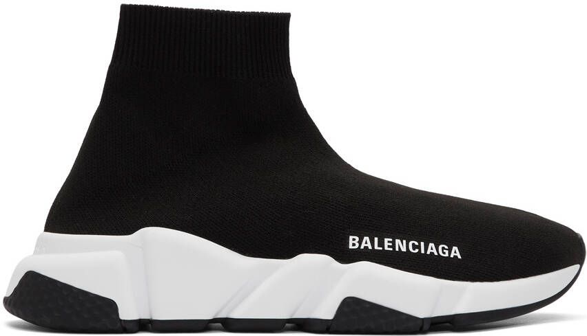 Balenciaga Black & White Speed Sneakers - Picture 5