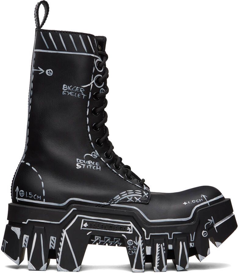 Balenciaga Black Bulldozer Lace-Up Boots - Picture 4