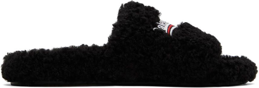 Balenciaga Black Furry Slides - Picture 4