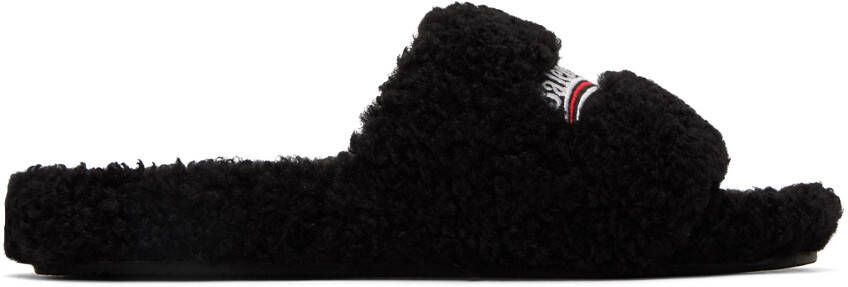 Balenciaga Black Furry Slides - Picture 4