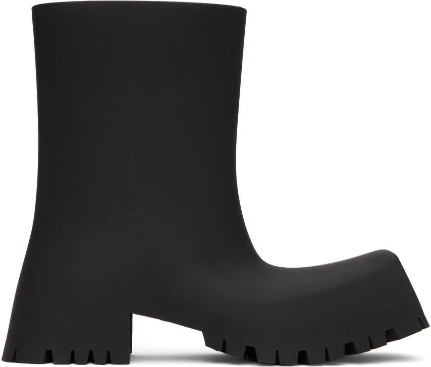 Balenciaga Black Rubber Trooper Boots - Picture 4