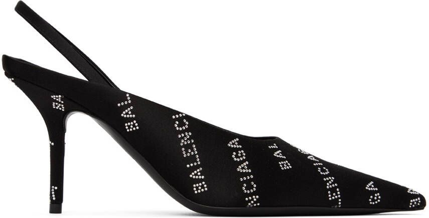 Balenciaga Black Square Knife Slingback Heels - Picture 4