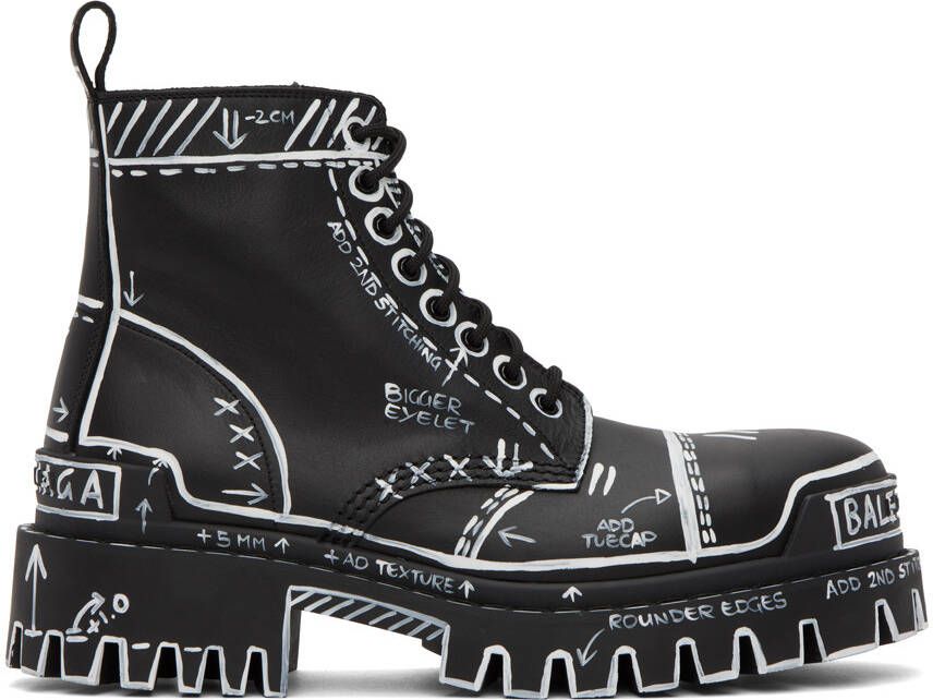 Balenciaga Black Strike Lace-Up Boots - Picture 5