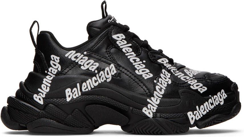 Balenciaga Black Tripe S Logotype Sneakers - Picture 5