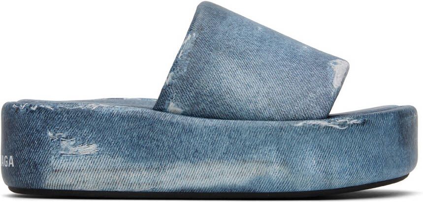 Balenciaga Blue Rise Slides - Picture 5