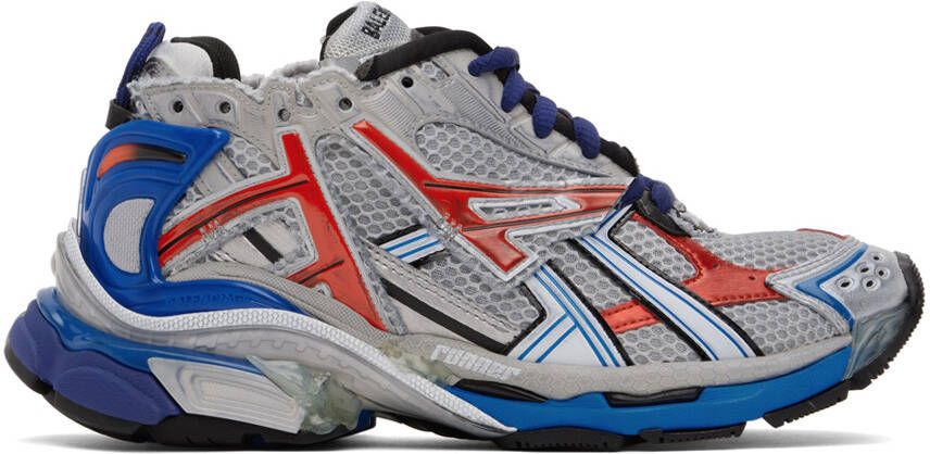 Balenciaga Gray & Blue Runner Sneakers - Picture 5