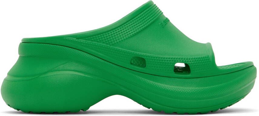 Balenciaga Green Crocs Edition Pool Slides