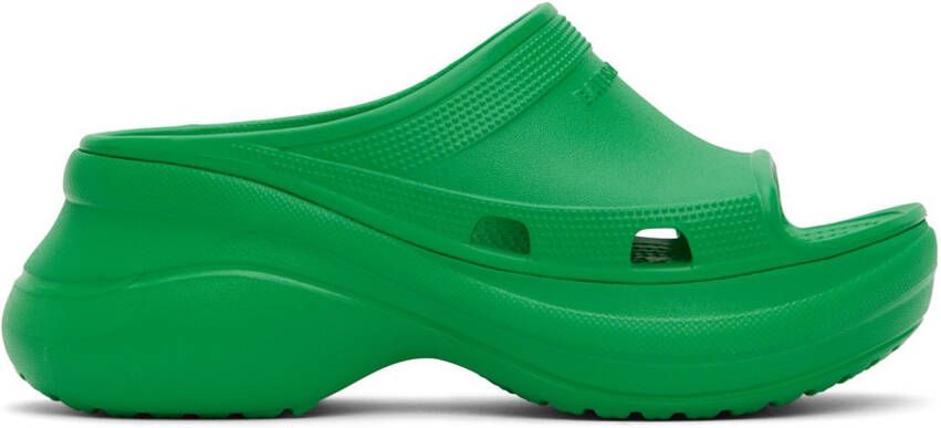 Balenciaga Green Crocs Edition Pool Slides