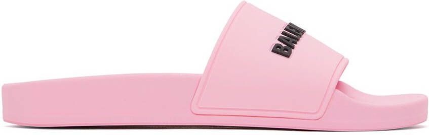 Balenciaga Pink Logo Pool Slides - Picture 5