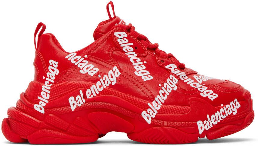 Balenciaga Red Tripe S Logotype Sneakers - Picture 5
