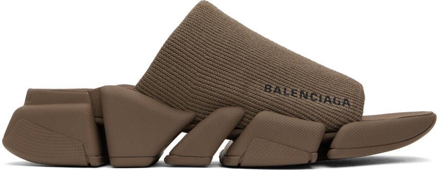 Balenciaga Taupe Speed 2.0 Slides - Picture 5