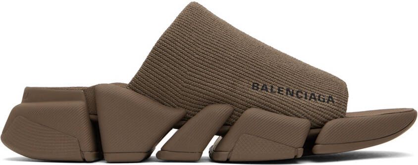 Balenciaga Taupe Speed 2.0 Slides - Picture 4