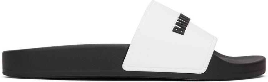 Balenciaga White Logo Pool Slides - Picture 5