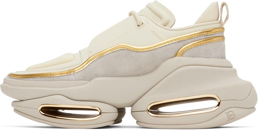 Balmain Beige & Taupe B-Bold Sneakers - Picture 3