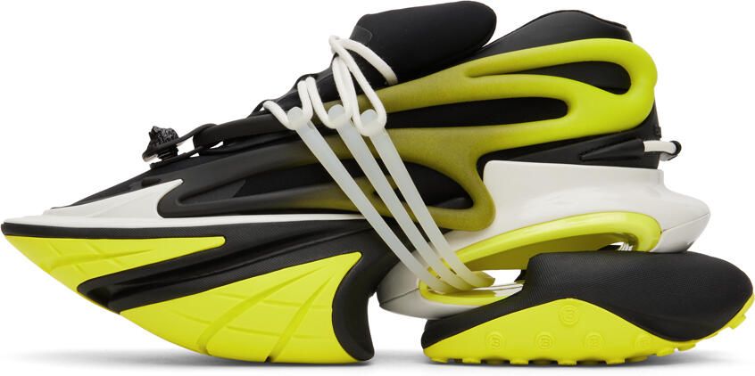 Balmain Black & Green Unicorn Sneakers - Picture 3