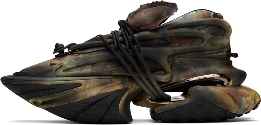 Balmain Black & Khaki Unicorn Sneakers - Picture 3