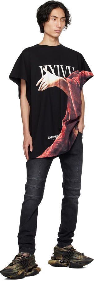 Balmain Black & Khaki Unicorn Sneakers - Picture 4