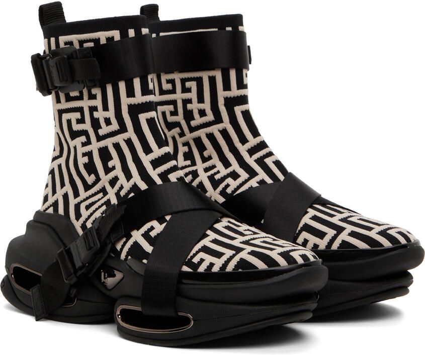 Balmain Black & White B-Bold High-Top Sneakers - Picture 2