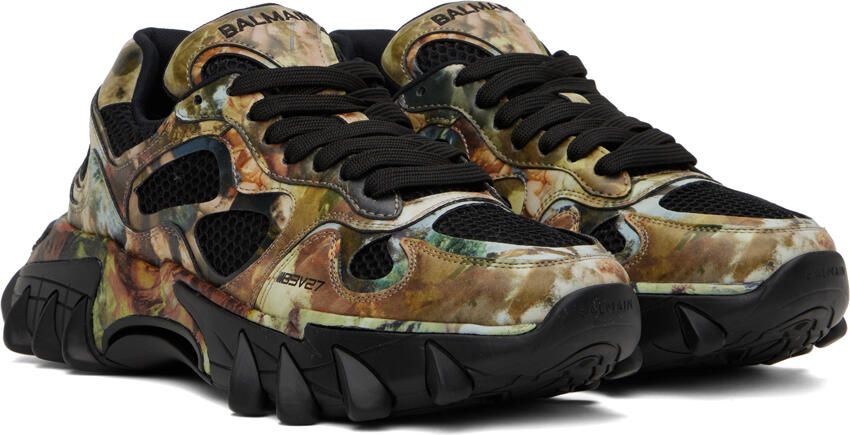 Balmain Khaki & Black B-East Sneakers - Picture 2