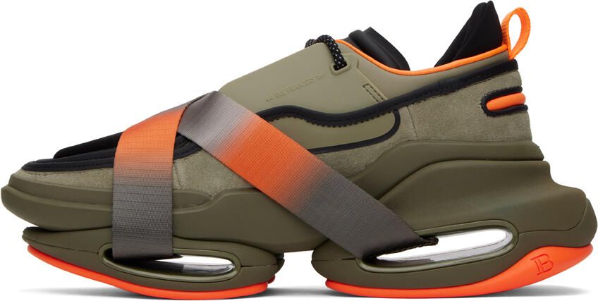 Balmain Khaki B-Bold Sneakers - Picture 3