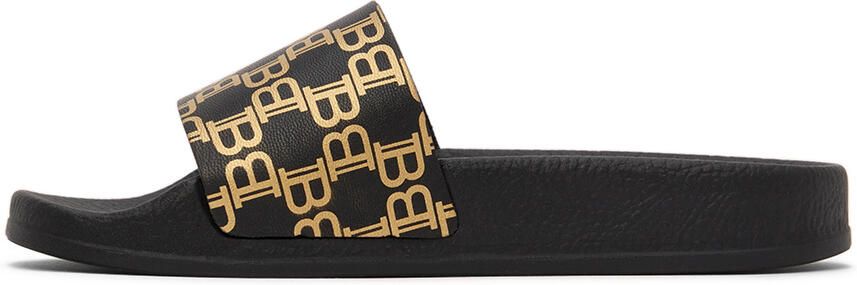 Balmain Kids Black Monogram Slides - Picture 3