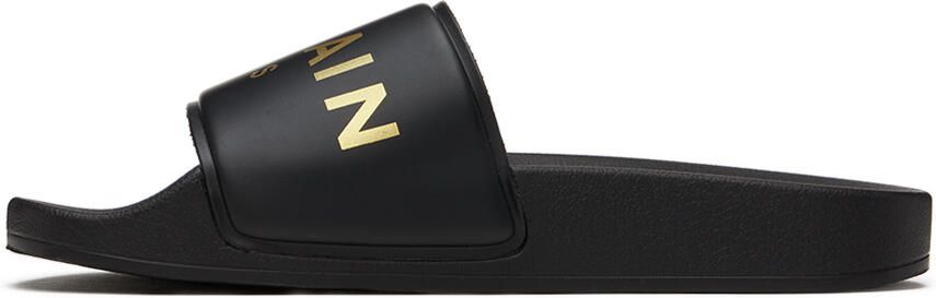 Balmain Kids Black Printed Slides - Picture 4