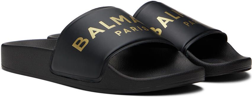 Balmain Kids Black Printed Slides - Picture 2