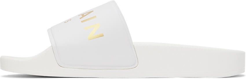 Balmain Kids White Logo Slides - Picture 4