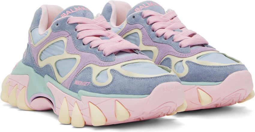 Balmain B-East panelled suede sneakers Green - Picture 2