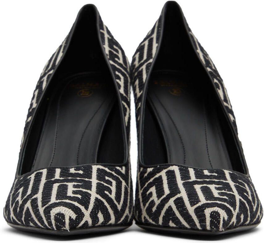 Balmain Off-White & Black Jacquard Ruby Pumps - Picture 2