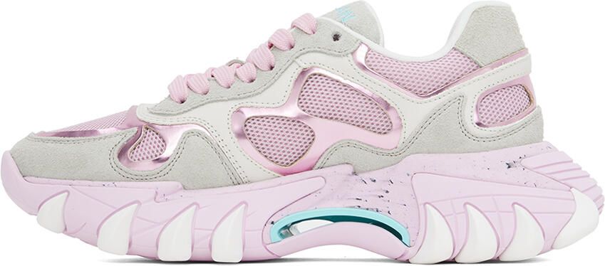 Balmain B-East leather low-top sneakers Pink - Picture 3