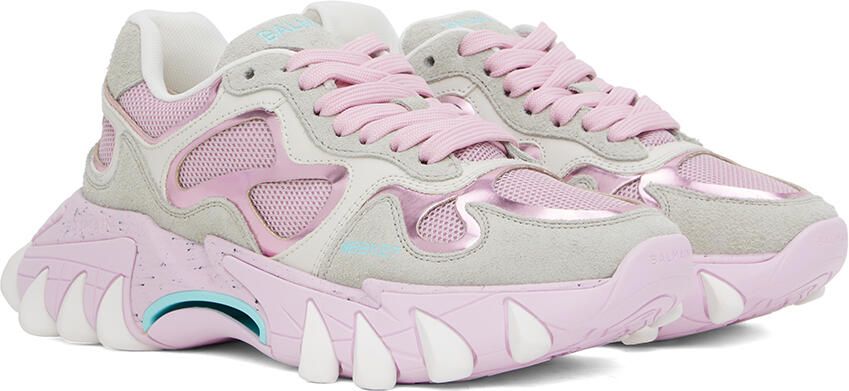 Balmain B-East leather low-top sneakers Pink - Picture 2