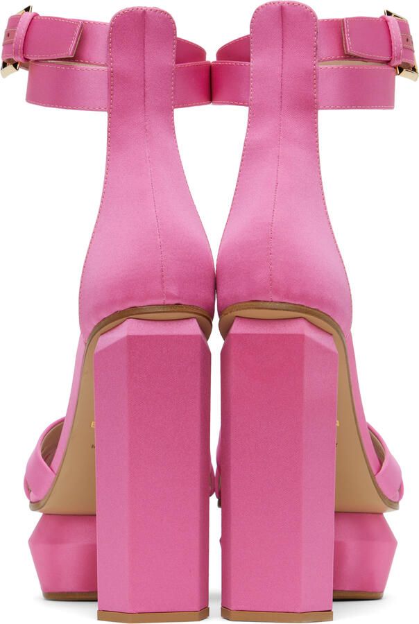 Balmain Ava satin 140mm platform sandals Pink - Picture 4