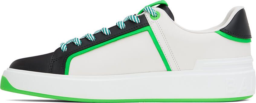 Balmain White & Black B-Court Sneakers - Picture 3