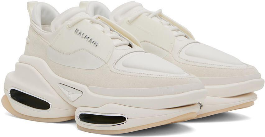 Balmain White B-Bold Low-Top Sneakers - Picture 2