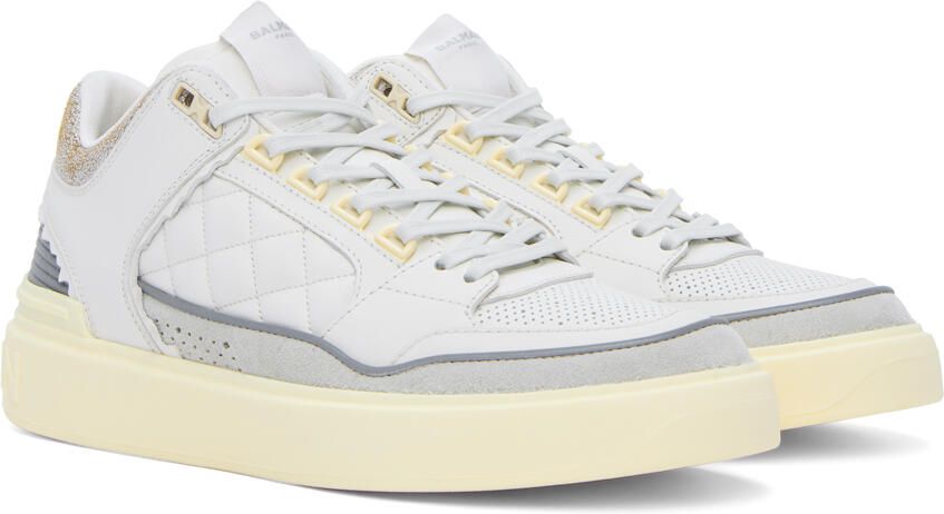 Balmain White B-Court Sneakers - Picture 2