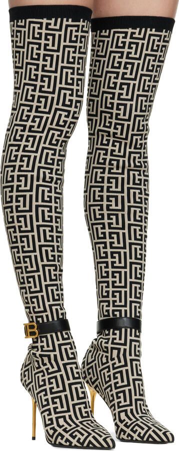 Balmain White Raven Tall Boots - Picture 2