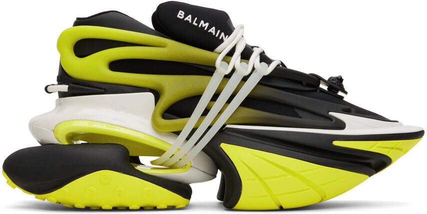 Balmain Black & Green Unicorn Sneakers - Picture 5