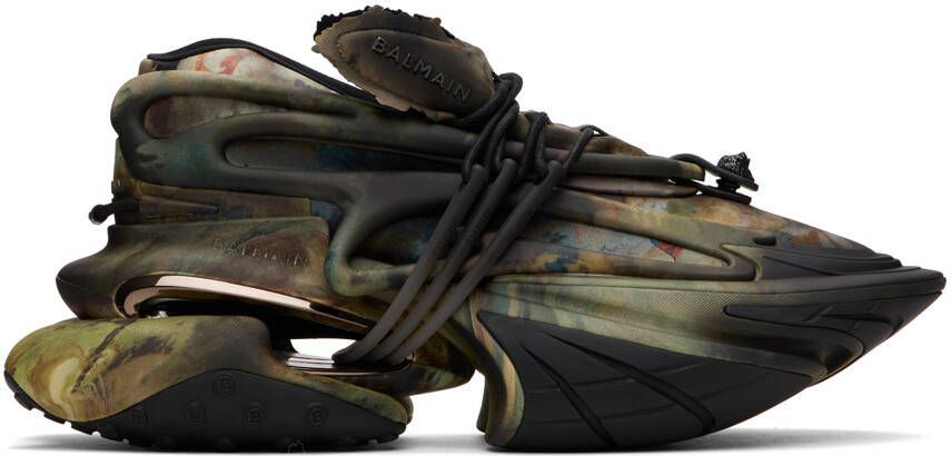 Balmain Black & Khaki Unicorn Sneakers - Picture 5