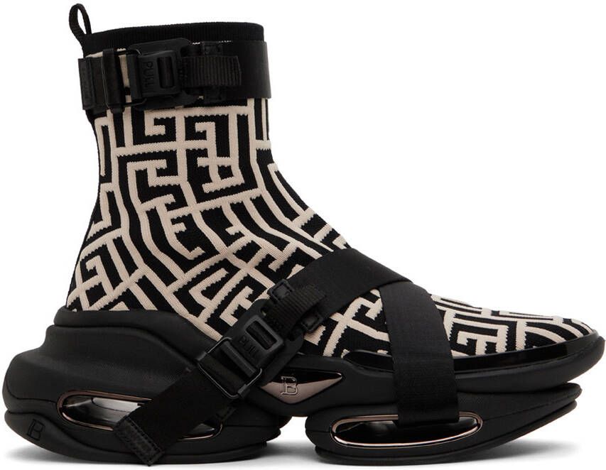 Balmain Black & White B-Bold High-Top Sneakers - Picture 5