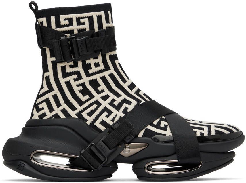 Balmain Black & White B-Bold Sneakers - Picture 5