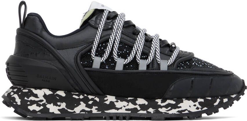 Balmain Black Racer Micro Pearl Sneakers - Picture 5