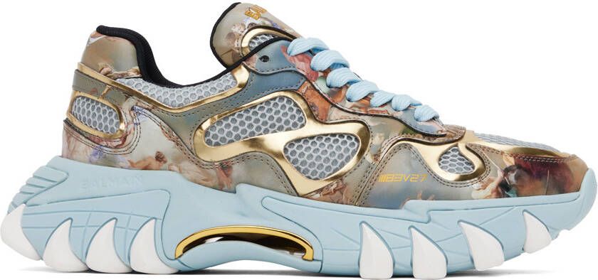 Balmain Blue & Gold B-East Sneakers - Picture 5