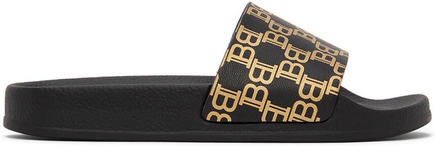 Balmain Kids Black Monogram Slides - Picture 5