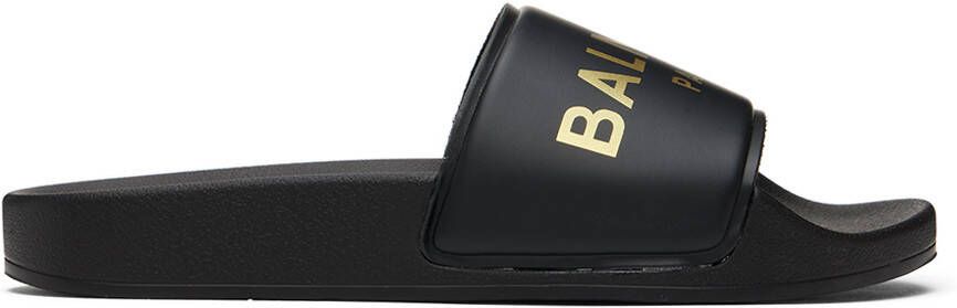 Balmain Kids Black Printed Slides - Picture 5